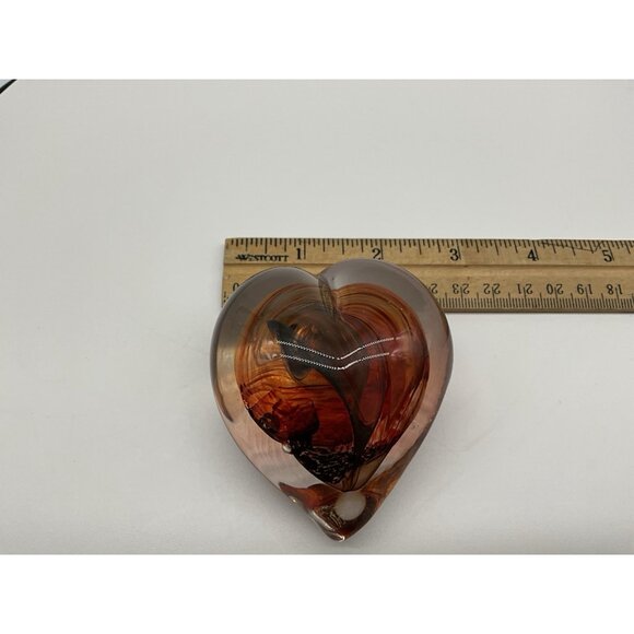 Heart Art Glass Gorgeous Red and Black Paperweight Quality Glass Polished Bottom - Picture 14 of 16